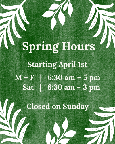 New Spring Hours starting April 1 | SPV Soils