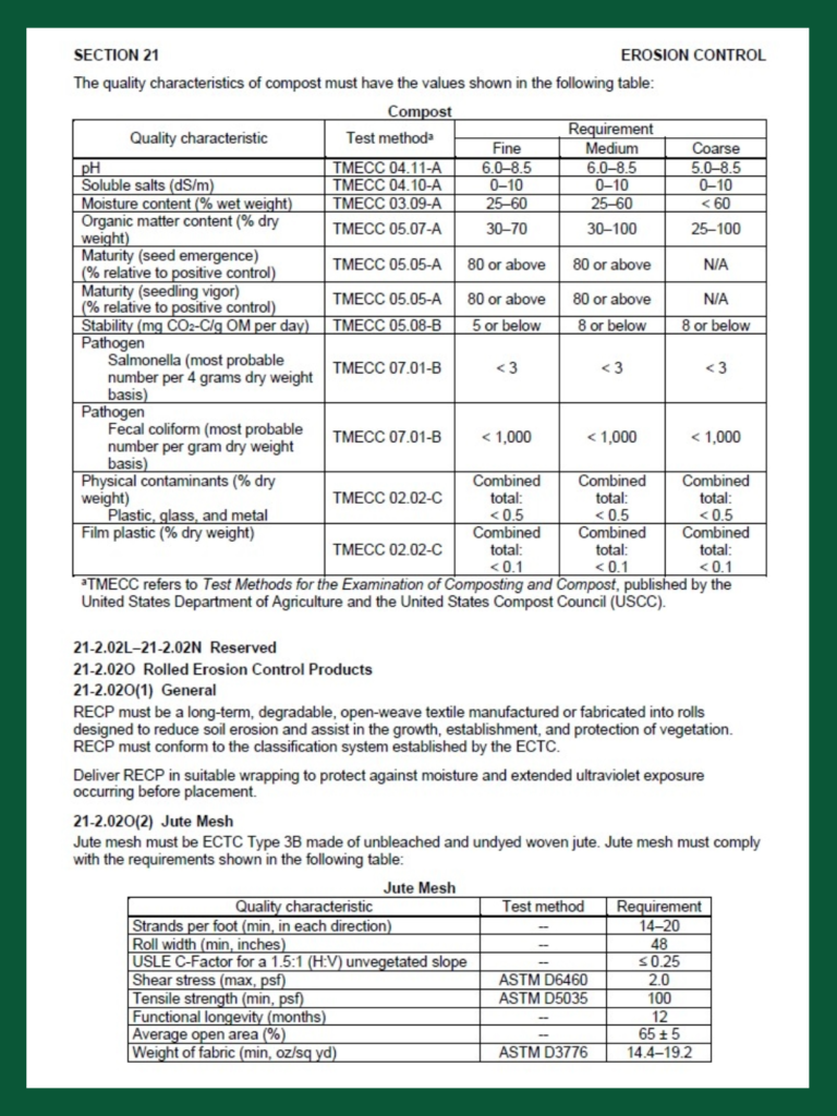 Caltrans Erosion Control Table 2 | SPVSoils